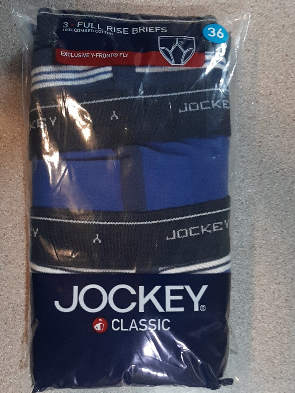 Vintage 2004 Jockey Classic 3 Full Rise Briefs Y-Front Fly Size 36